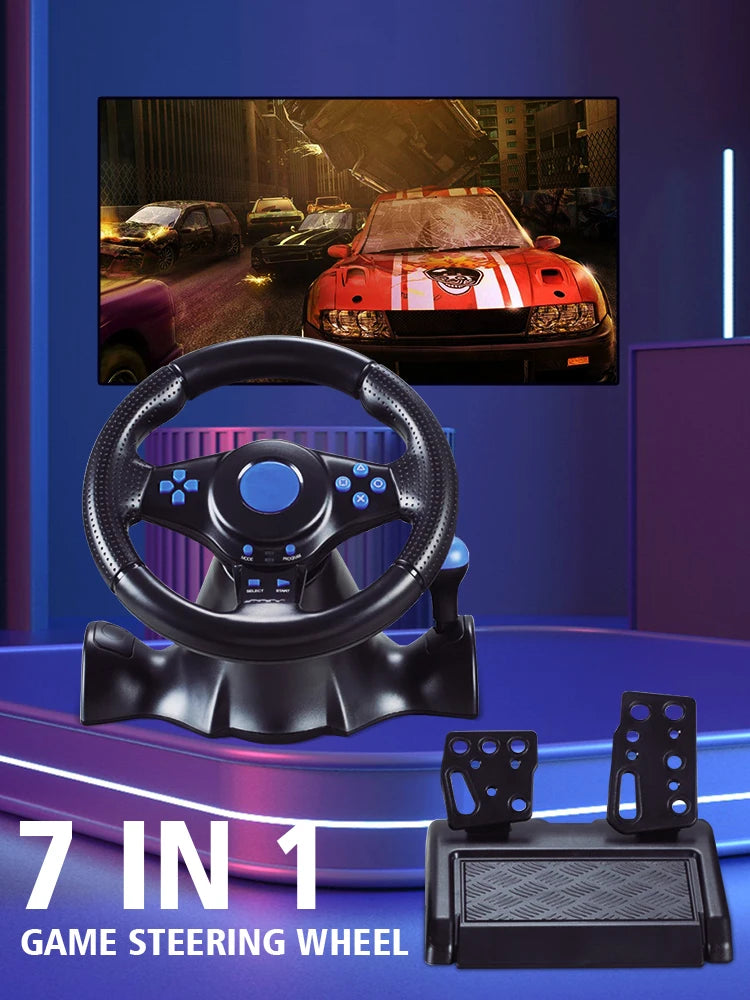 Racing Steering Wheel Vibration Controller 7 in 1 Game Simulation Racing Pedals for switch/xbox 360/xbox one/pc/ps4/3/Android