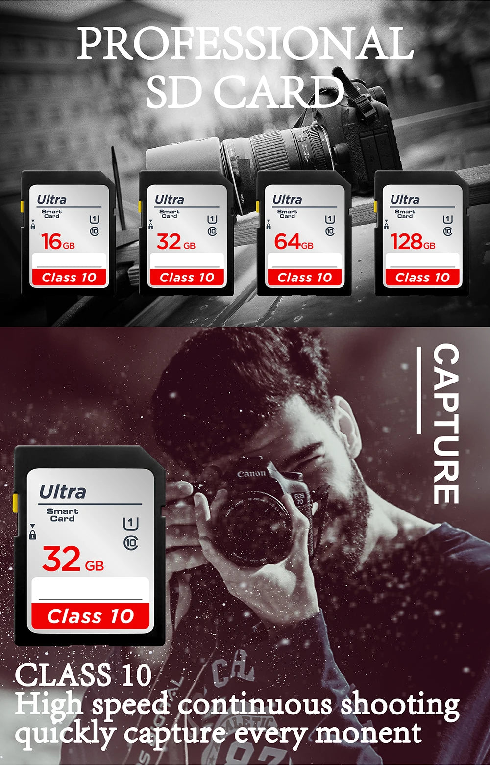 SD Card 64GB 128GB 256GB V10 16GB 32GB Normal Full Size Flash SD Memory Card High Speed for Camera