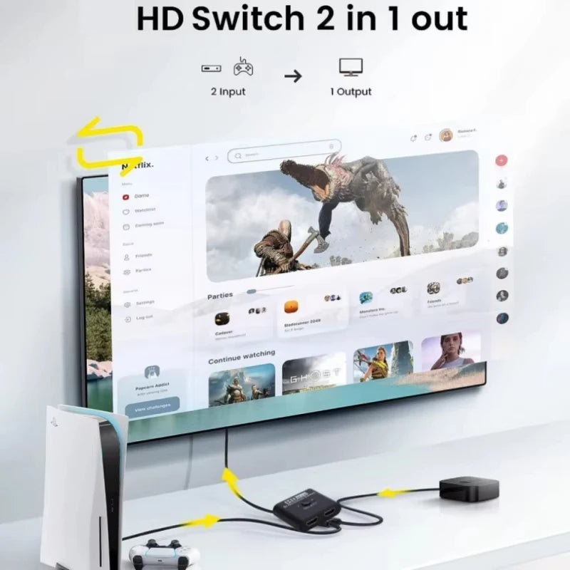 Switch Bi-Direction X 2K HDTV  2 Ports HDTV Splitter Switch For Laptop PC PS3/4 TV Box To Monitor TV Projector Adapter
