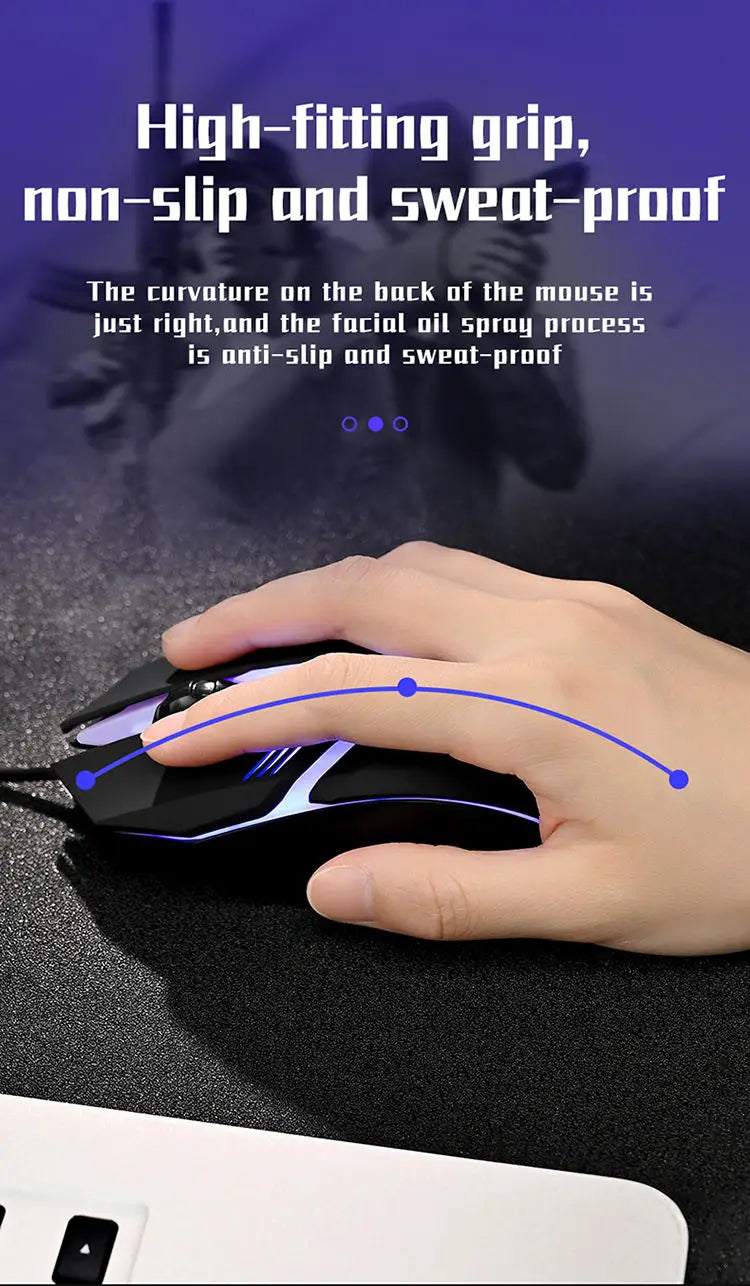 Gaming Mouse Ergonomic 2025 – 4-Button USB RGB for PC & Laptop