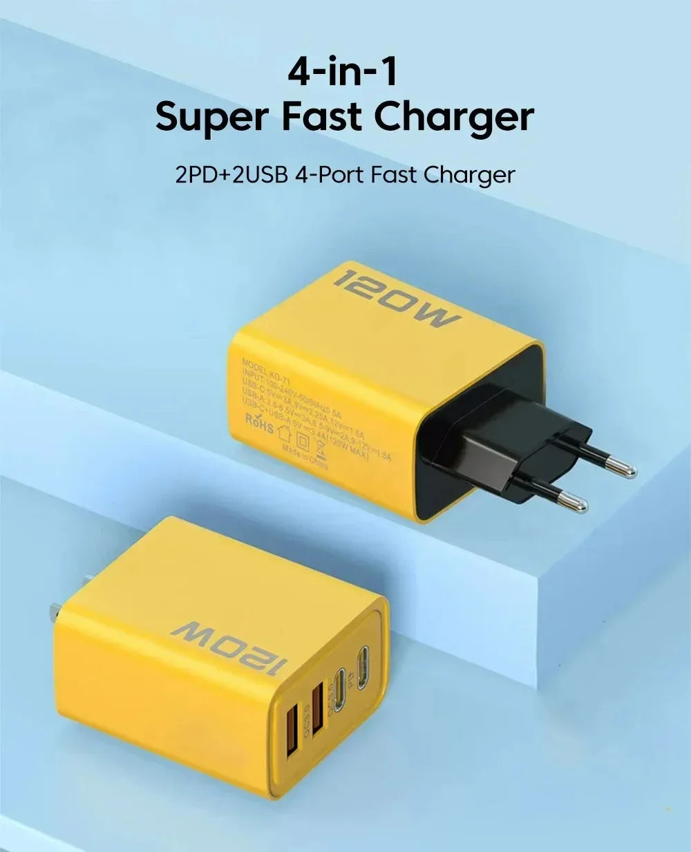 Phone Charger 120W Charging Quick USB Type C For iPhone 16 15 Xiaomi 14 Huawei Redmi Oneplus