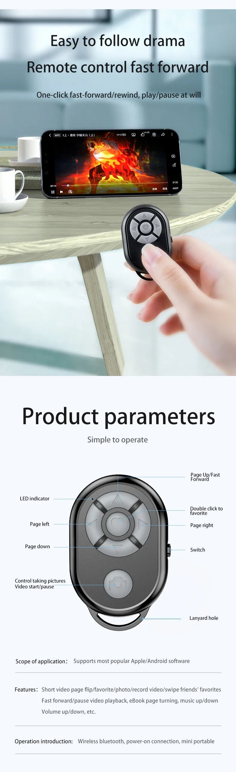 Bluetooth Remote Shutter – Universal Selfie & Camera Controller