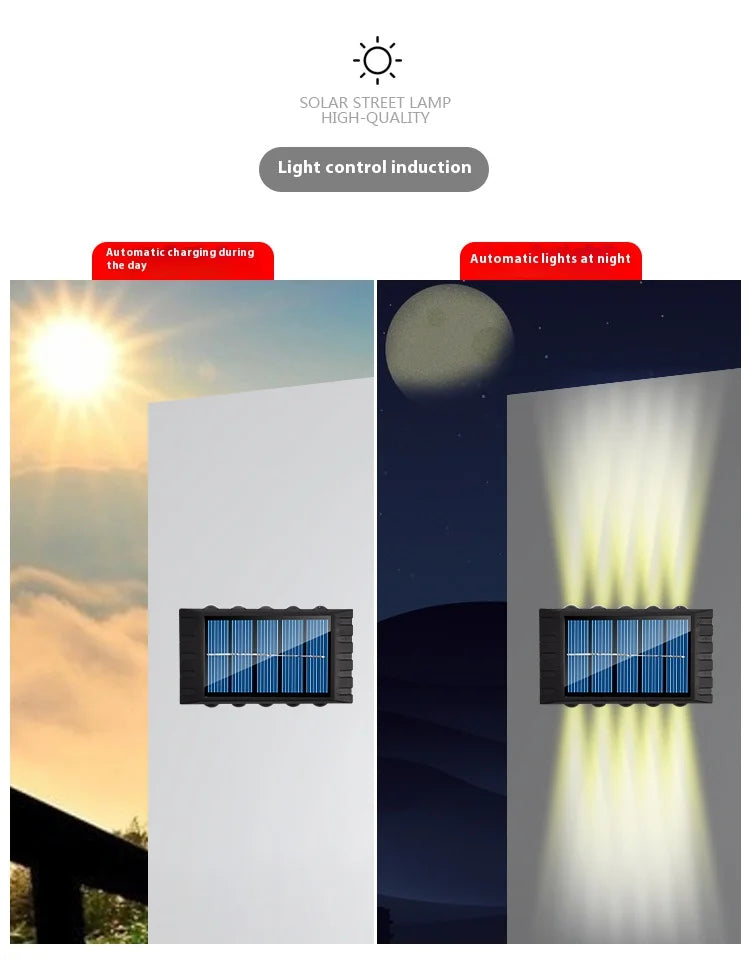 Outdoor Solar Wall Lamp Waterproof Up & Down LED Garden Light