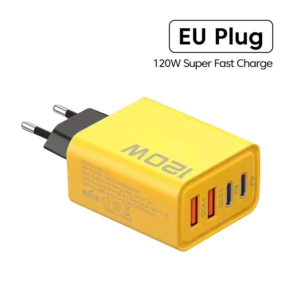 Phone Charger 120W Charging Quick USB Type C For iPhone 16 15 Xiaomi 14 Huawei Redmi Oneplus