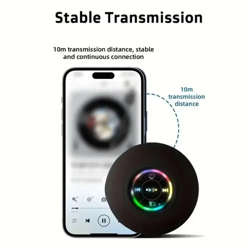 New bathroom waterproof wireless LED suction Cup Mini Bluetooth speaker Portable outdoor sports stereo speakers