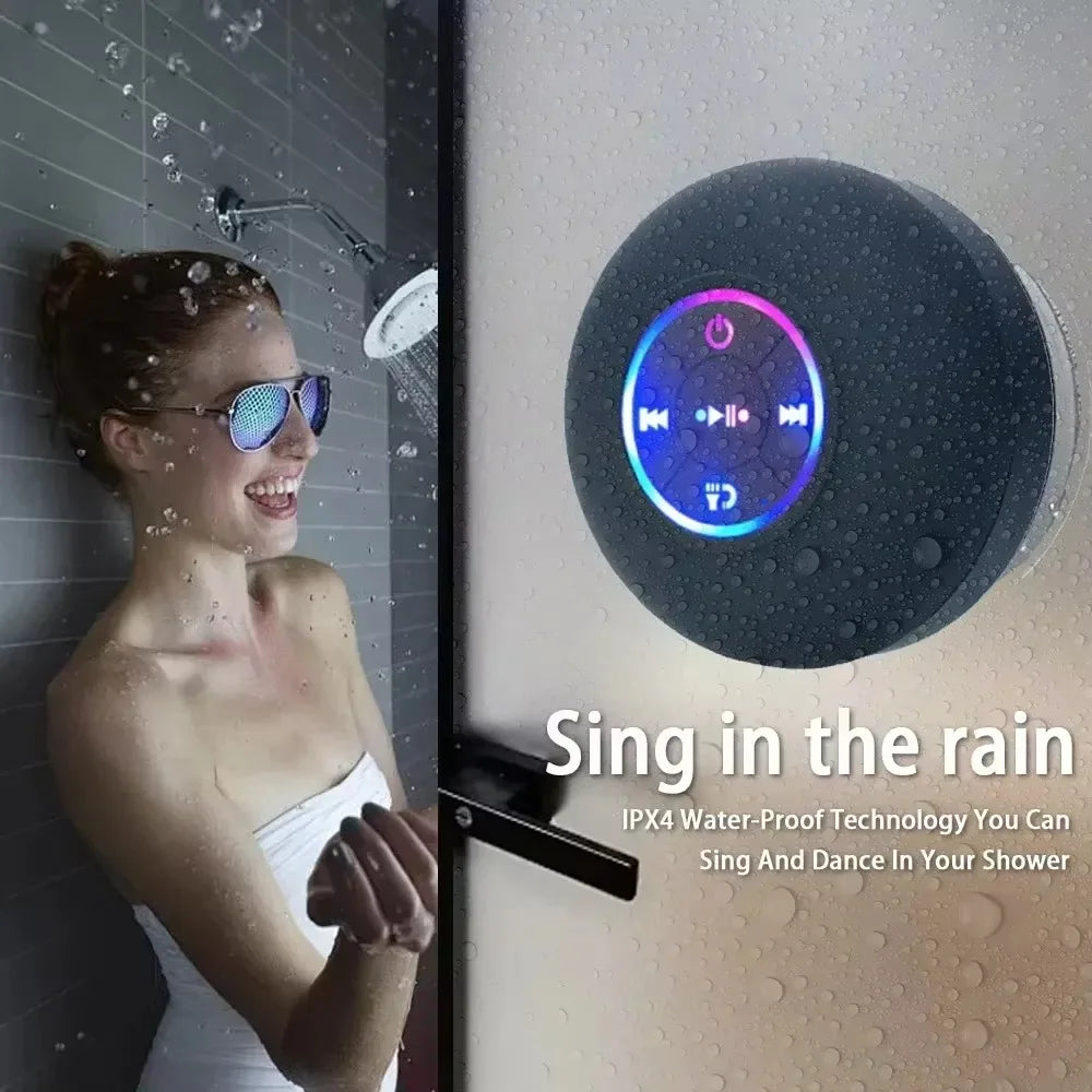 New bathroom waterproof wireless LED suction Cup Mini Bluetooth speaker Portable outdoor sports stereo speakers