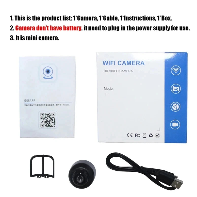 Mini Camera 1080P WiFi – Wireless HD Night Vision Home Security Cam