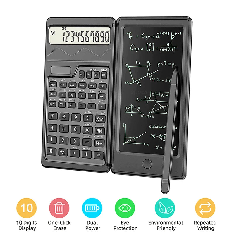Foldable Solar Scientific Calculator with LCD Writing Pad