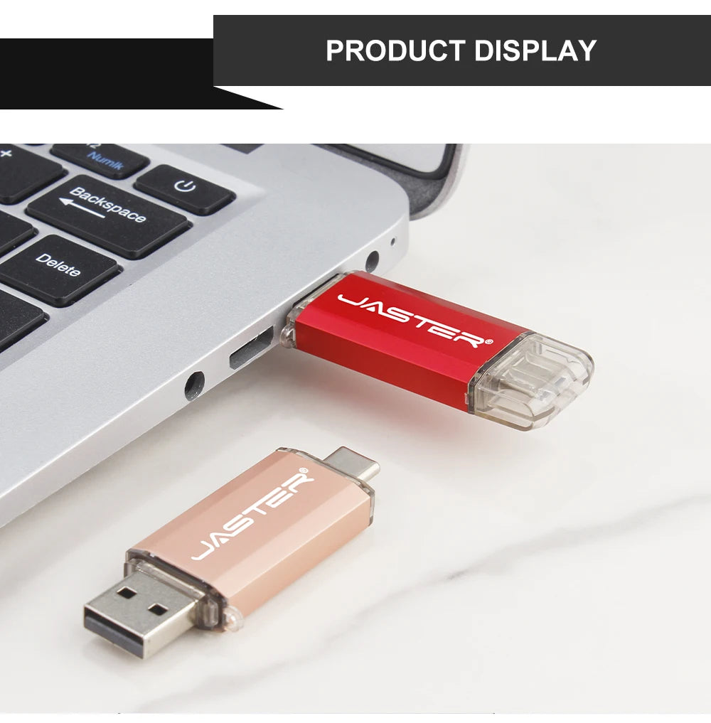 JASTER USB Type-C OTG Flash Drive 4GB-128GB High Speed