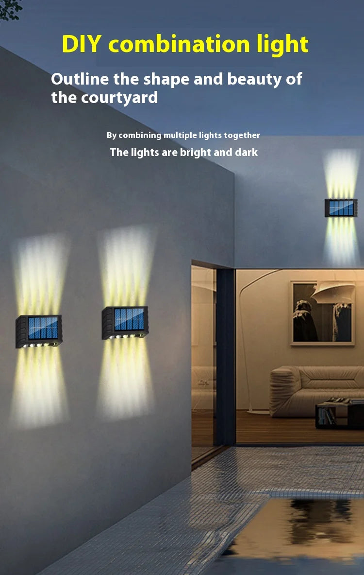 Outdoor Solar Wall Lamp Waterproof Up & Down LED Garden Light