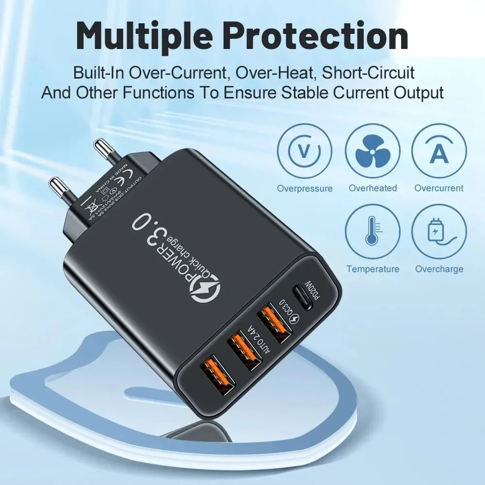 Total 48W Multi-Port USB PD Wall Charger for Smartphones