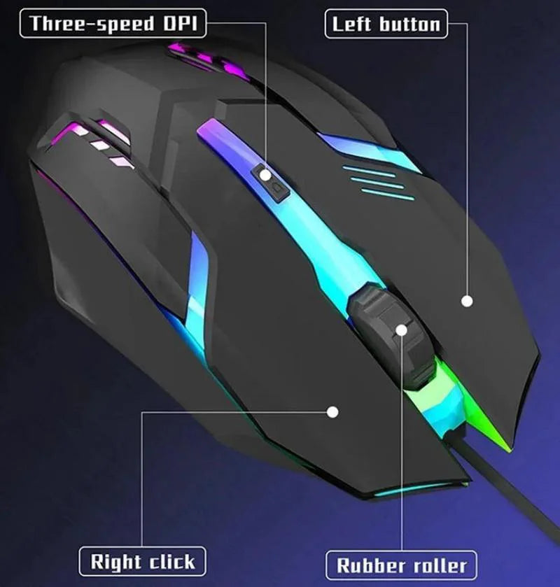 Gaming Mouse Ergonomic 2025 – 4-Button USB RGB for PC & Laptop