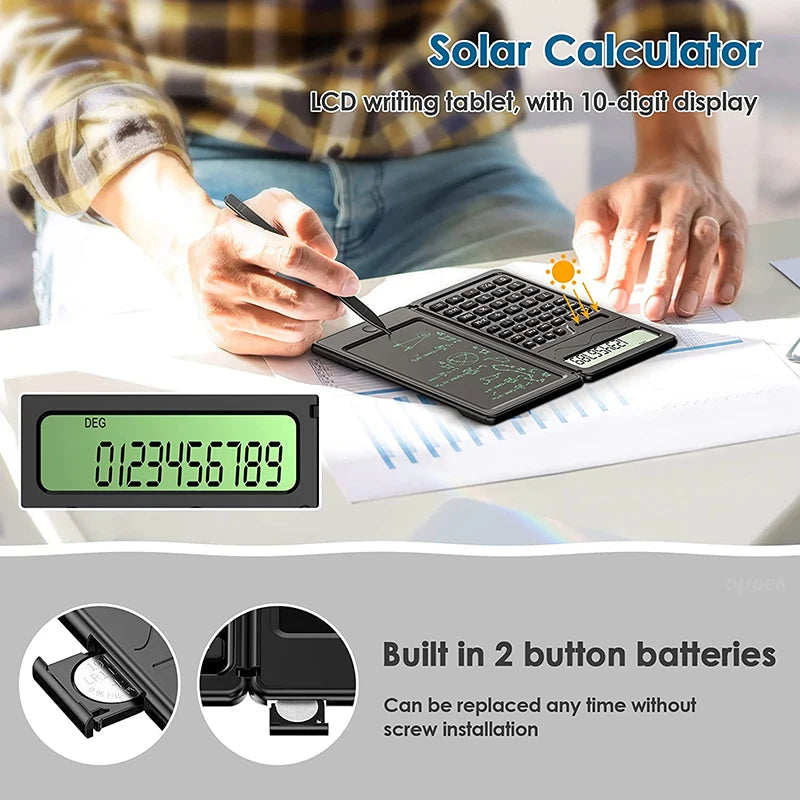 Foldable Solar Scientific Calculator with LCD Writing Pad