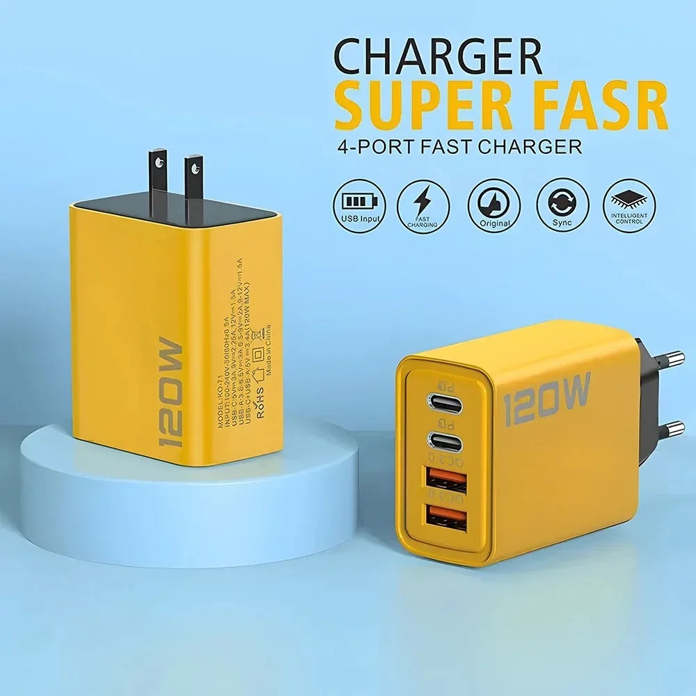 Phone Charger 120W Charging Quick USB Type C For iPhone 16 15 Xiaomi 14 Huawei Redmi Oneplus