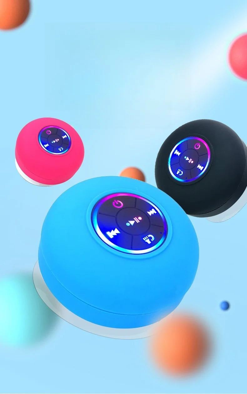 New bathroom waterproof wireless LED suction Cup Mini Bluetooth speaker Portable outdoor sports stereo speakers