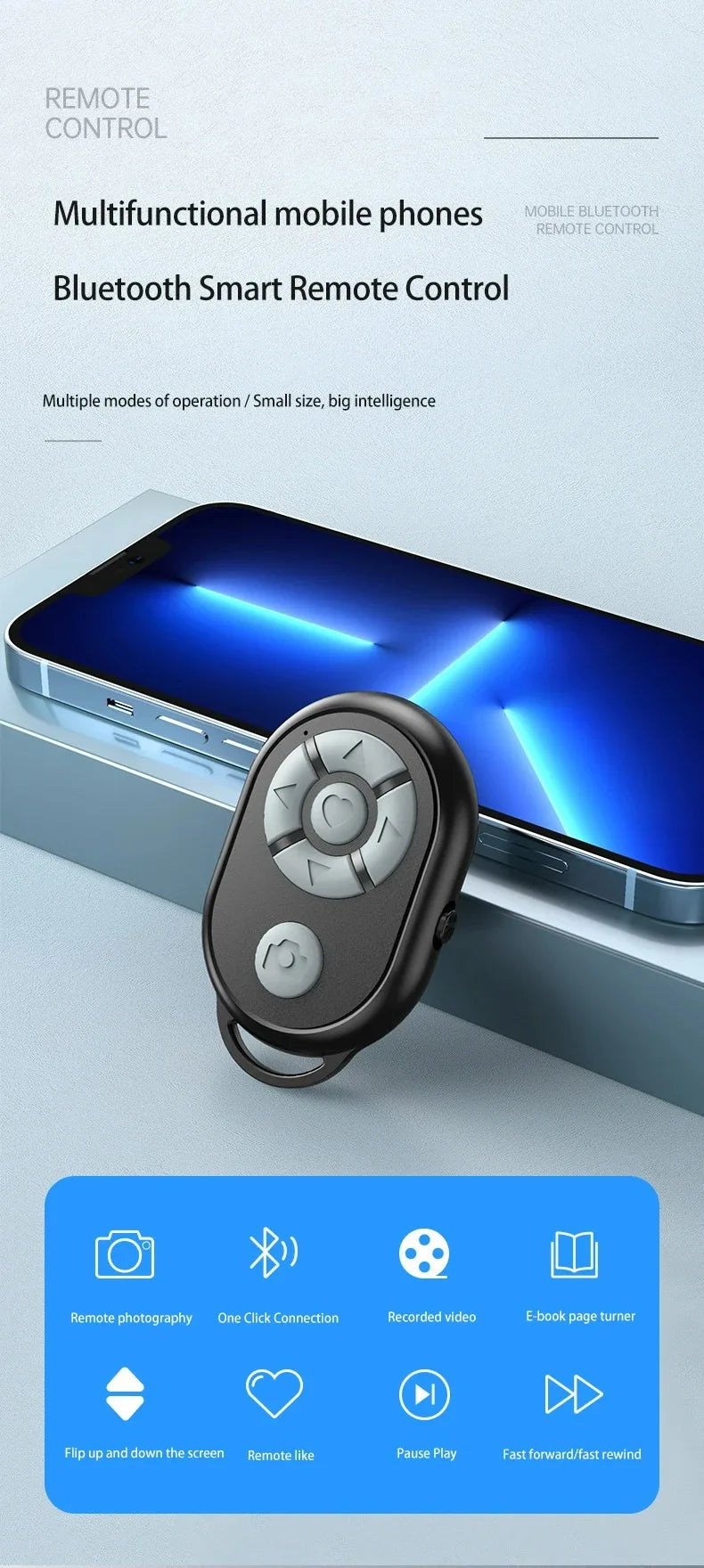 Bluetooth Remote Control for iPhone Xiaomi Android iOS Phones Selfie Stick Wireless Shutter Portable Phone Camera Controller