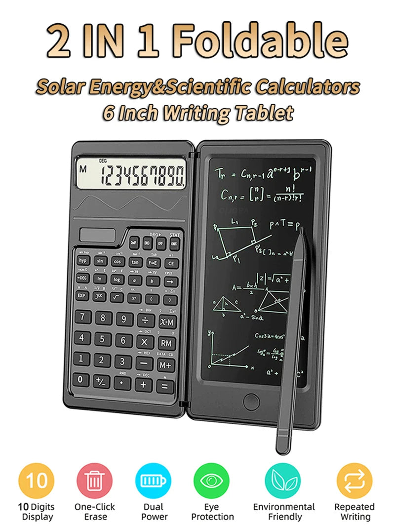 Foldable Solar Scientific Calculator with LCD Writing Pad