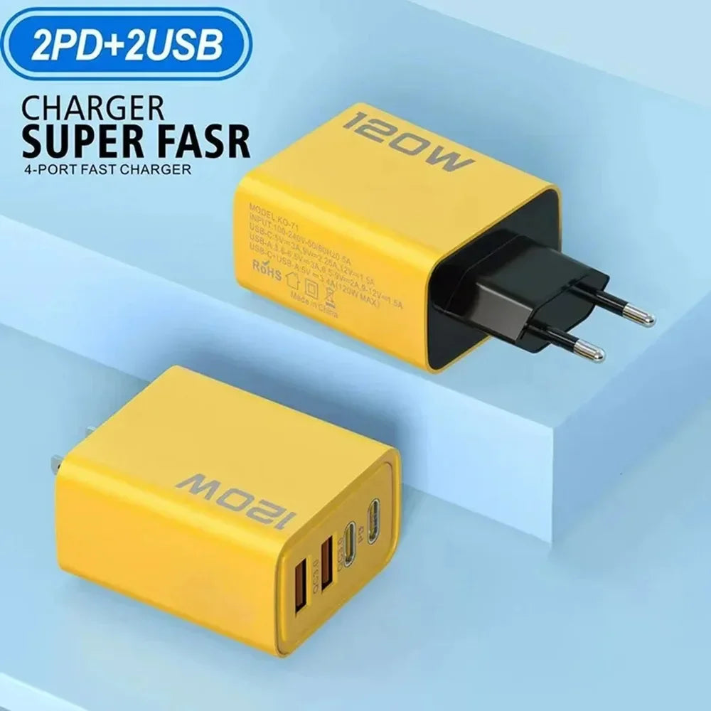 Phone Charger 120W Charging Quick USB Type C For iPhone 16 15 Xiaomi 14 Huawei Redmi Oneplus