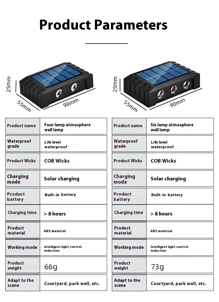 Outdoor Solar Wall Lamp Waterproof Up & Down LED Garden Light