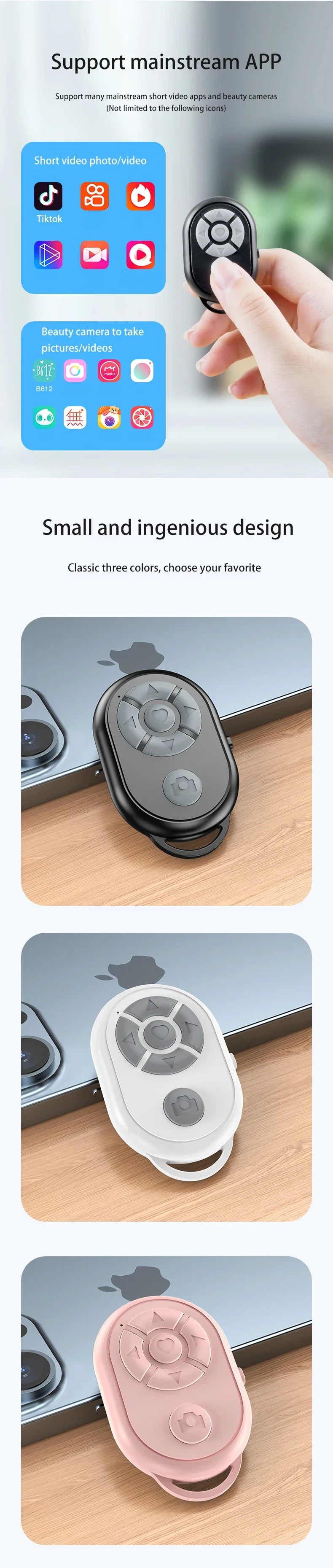 Bluetooth Remote Shutter – Universal Selfie & Camera Controller