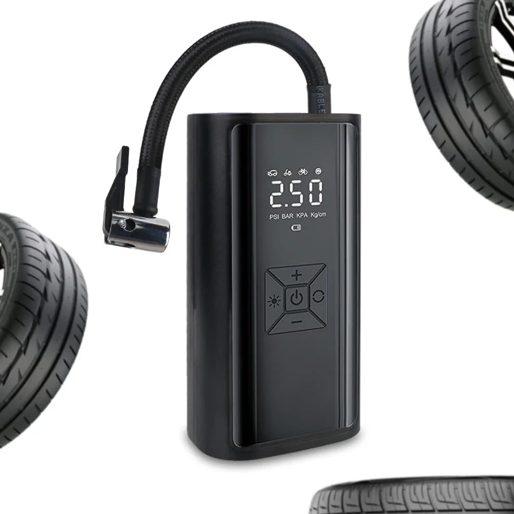 With LED Light Digital LCD Display Portable Tire Pressure Gauge Tire Inflator Air Compressor 150PSI 120W Air Pump Wireless