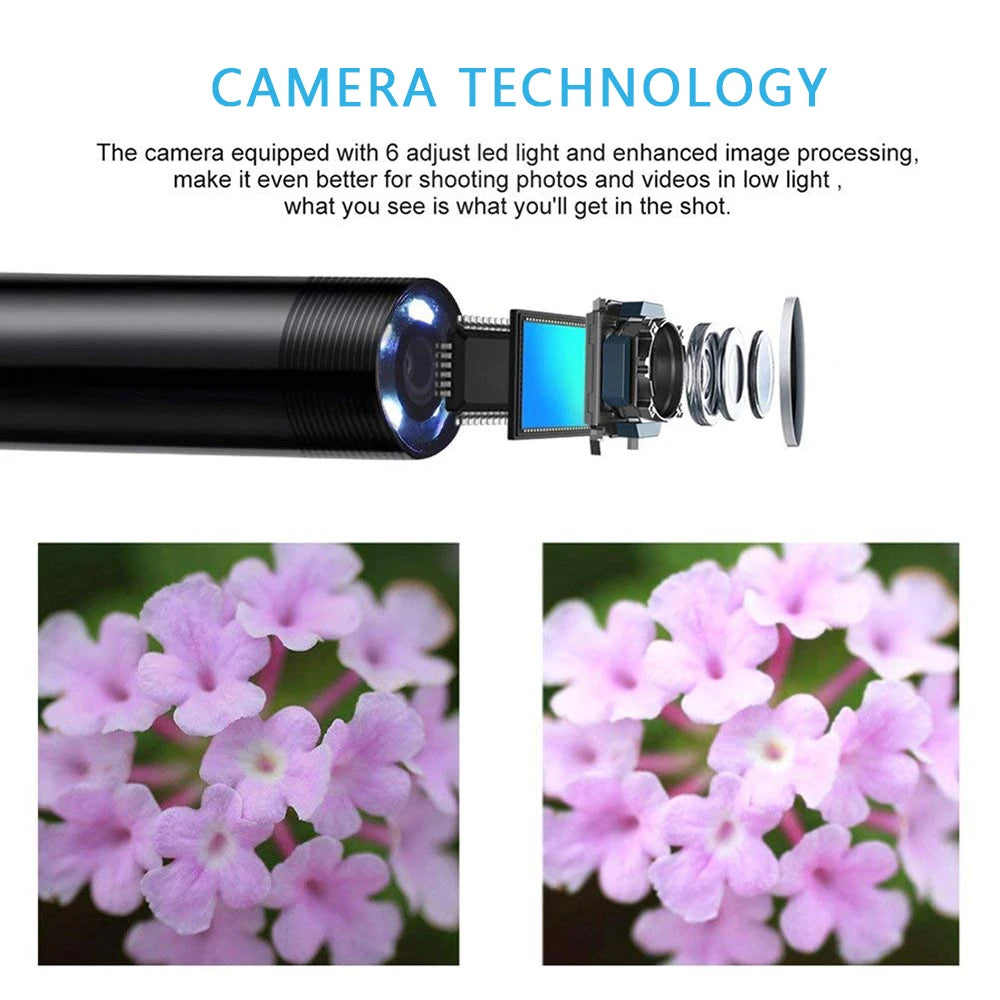 USB Endoscope for OTG Android Phone 5.5mm Borescope Inspection Snake Camera IP67 Waterproof with 6 LED Lights For Type C