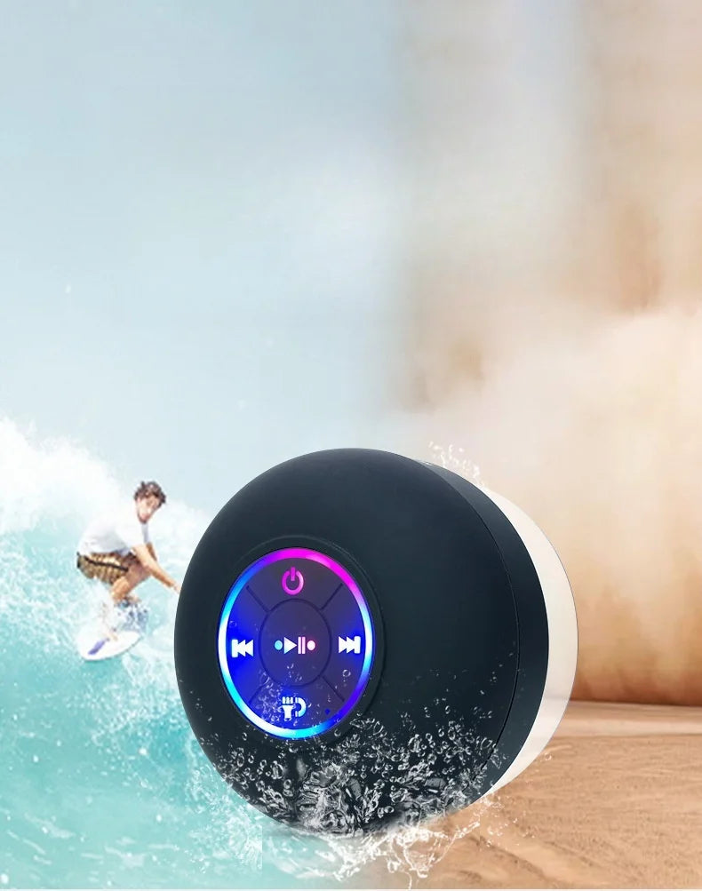 New bathroom waterproof wireless LED suction Cup Mini Bluetooth speaker Portable outdoor sports stereo speakers