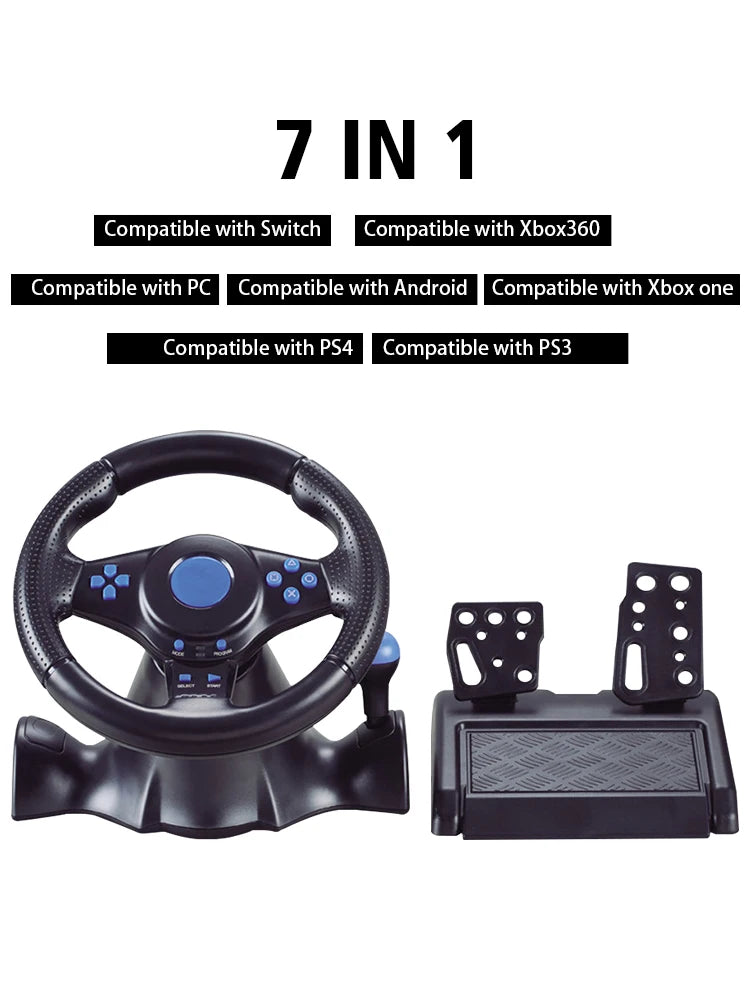 Racing Steering Wheel Vibration Controller 7 in 1 Game Simulation Racing Pedals for switch/xbox 360/xbox one/pc/ps4/3/Android