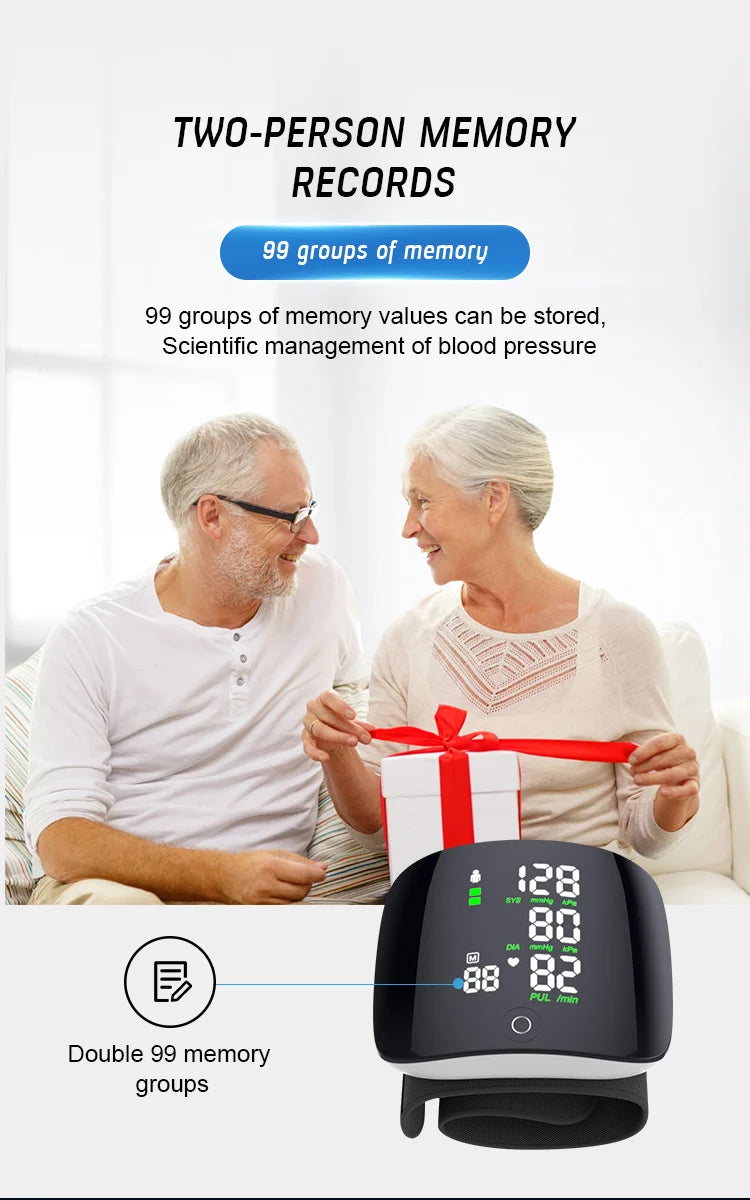 Rechargeable Smart Touch LCD Screen Voice Wrist Blood Pressure Monitor Digital  Automatic Tonometer Heart Rate Sphygmomanometer