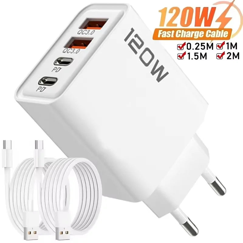Phone Charger 120W Charging Quick USB Type C For iPhone 16 15 Xiaomi 14 Huawei Redmi Oneplus