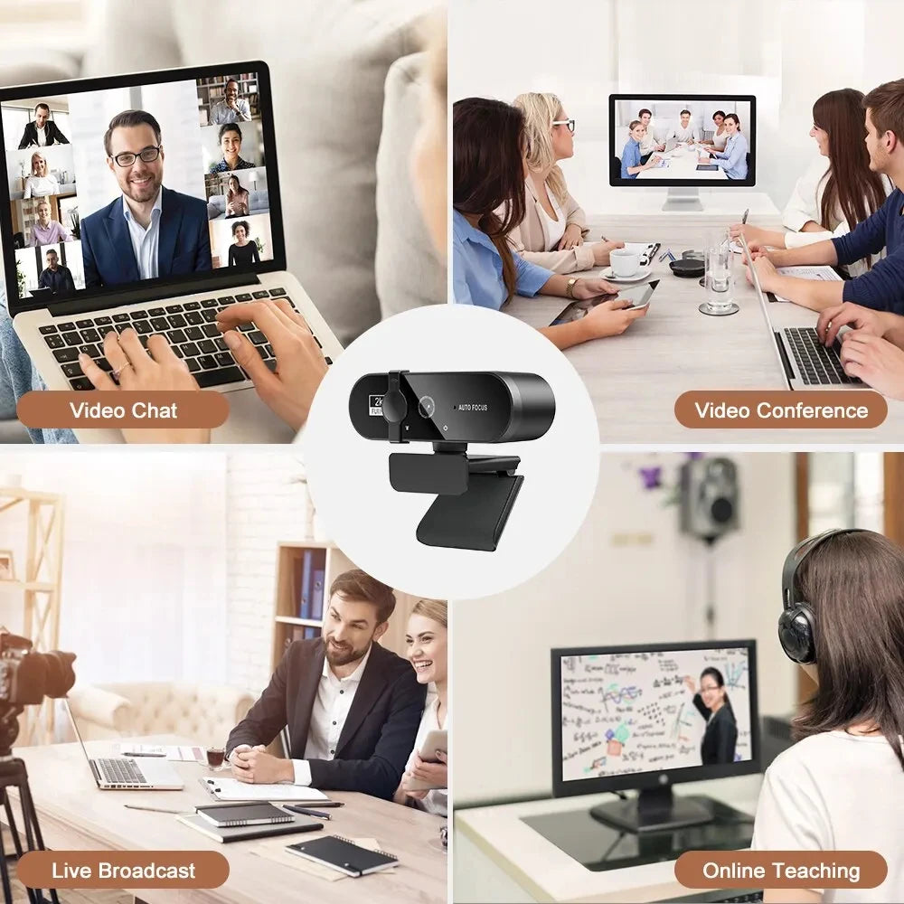 Webcam with Microphone, Auto Focus for PC and Laptop