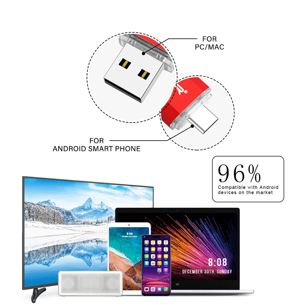 JASTER USB Type-C OTG Flash Drive 4GB-128GB High Speed
