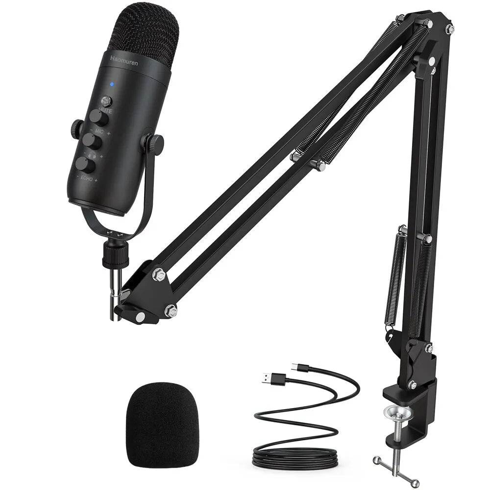 Professional USB Studio Cardioid Condenser Microphone for Streaming and Podcasting with Boom Arm