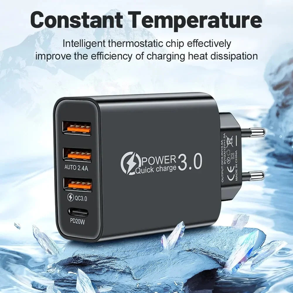 Total 48W Multi-Port USB PD Wall Charger for Smartphones