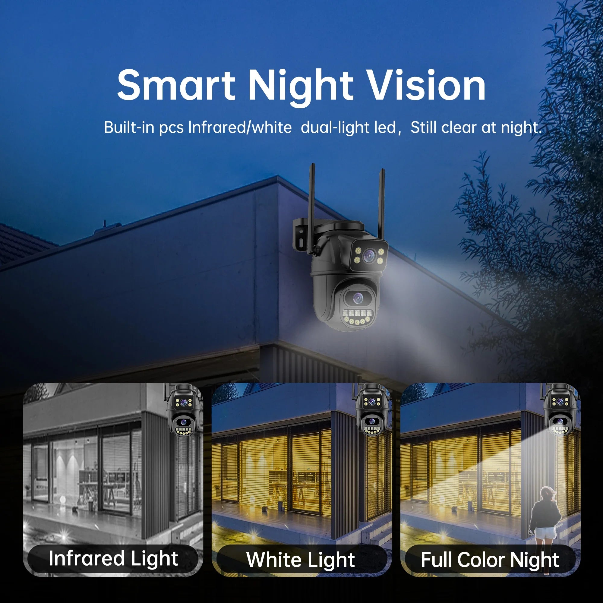 4K 8MP WiFi Surveillance Camera with AI Human Detection, Dual Lens & 4X Digital Zoom