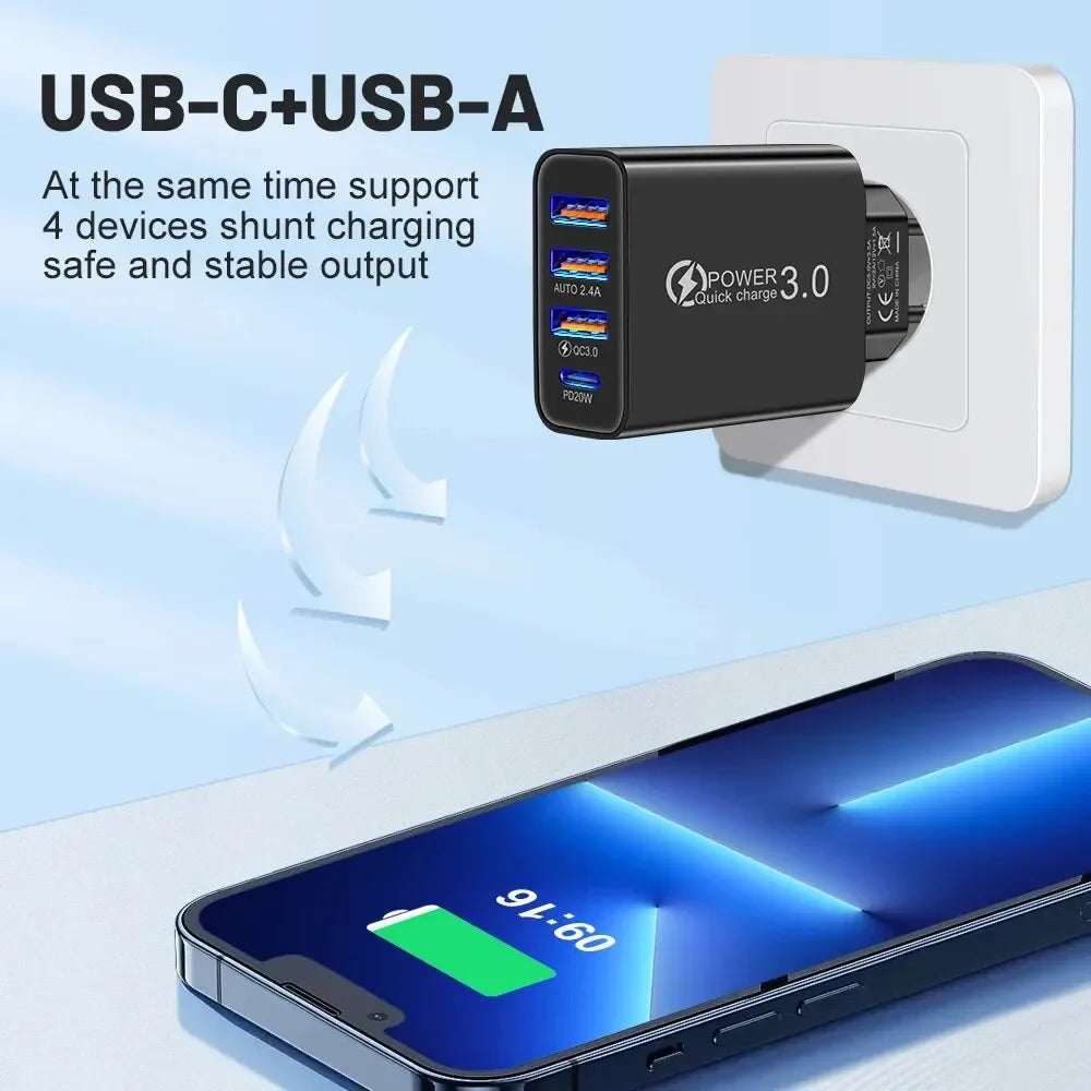 Total 48W Multi-Port USB PD Wall Charger for Smartphones