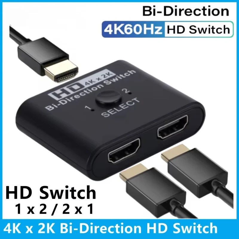Switch Bi-Direction X 2K HDTV  2 Ports HDTV Splitter Switch For Laptop PC PS3/4 TV Box To Monitor TV Projector Adapter