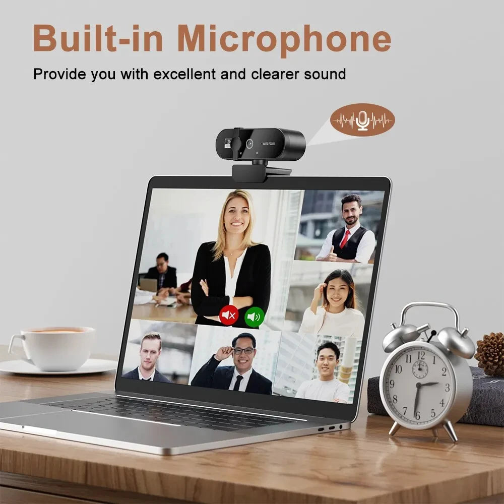 Webcam with Microphone, Auto Focus for PC and Laptop