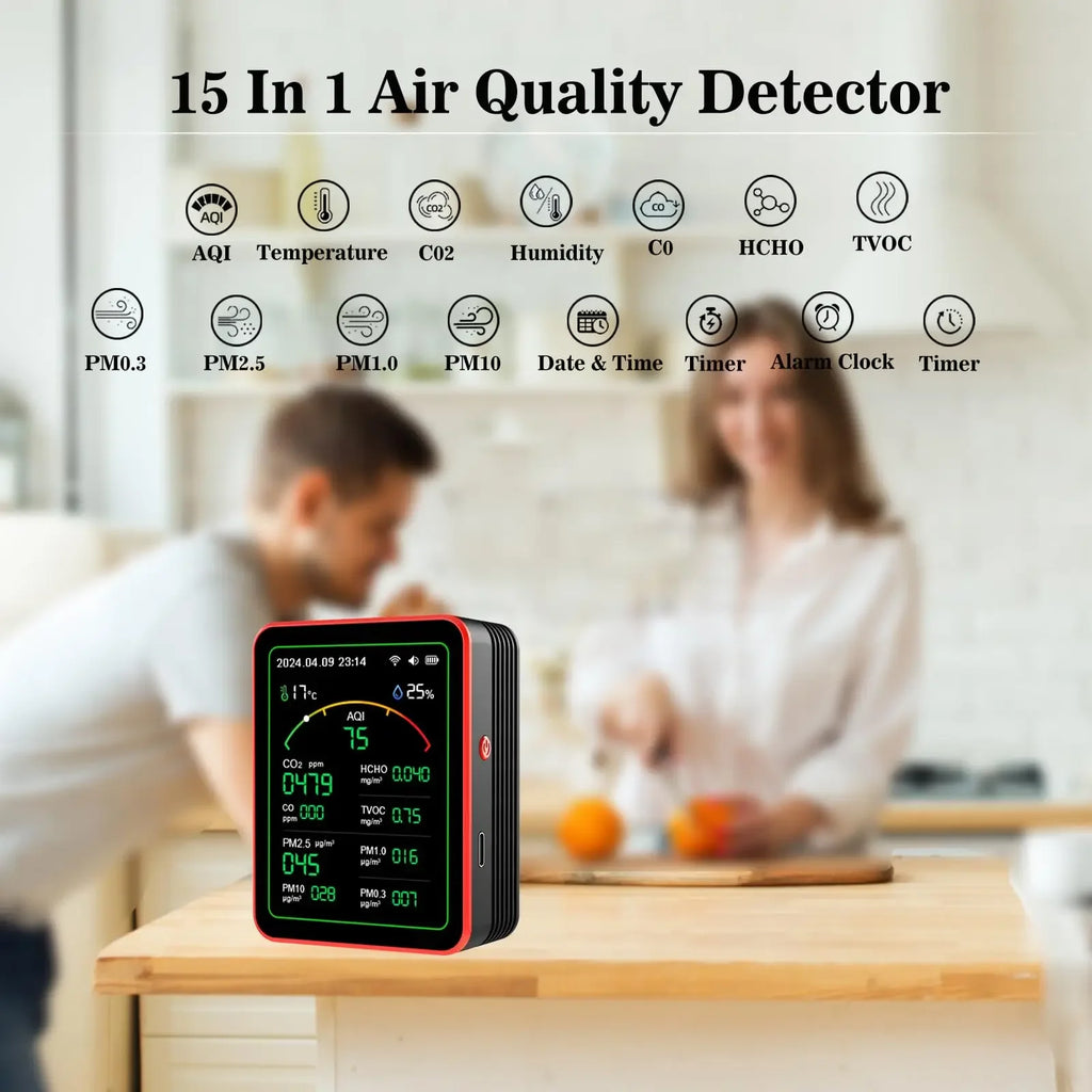 WiFi Air Quality Monitor, Temperature & Humidity for Home and Office