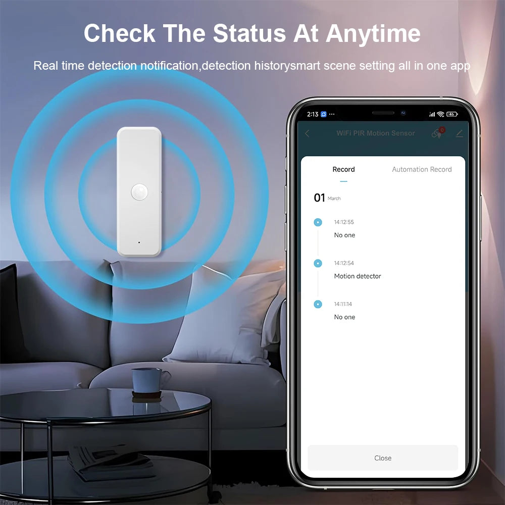 Smart WiFi Infrared Motion Sensor for Home, Compatible with Alexa and Google Home