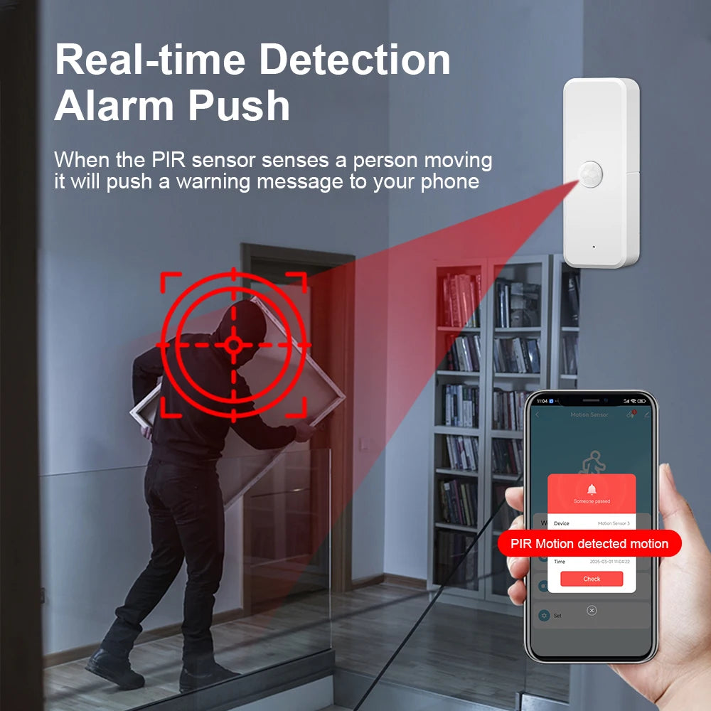 Smart WiFi Infrared Motion Sensor for Home, Compatible with Alexa and Google Home