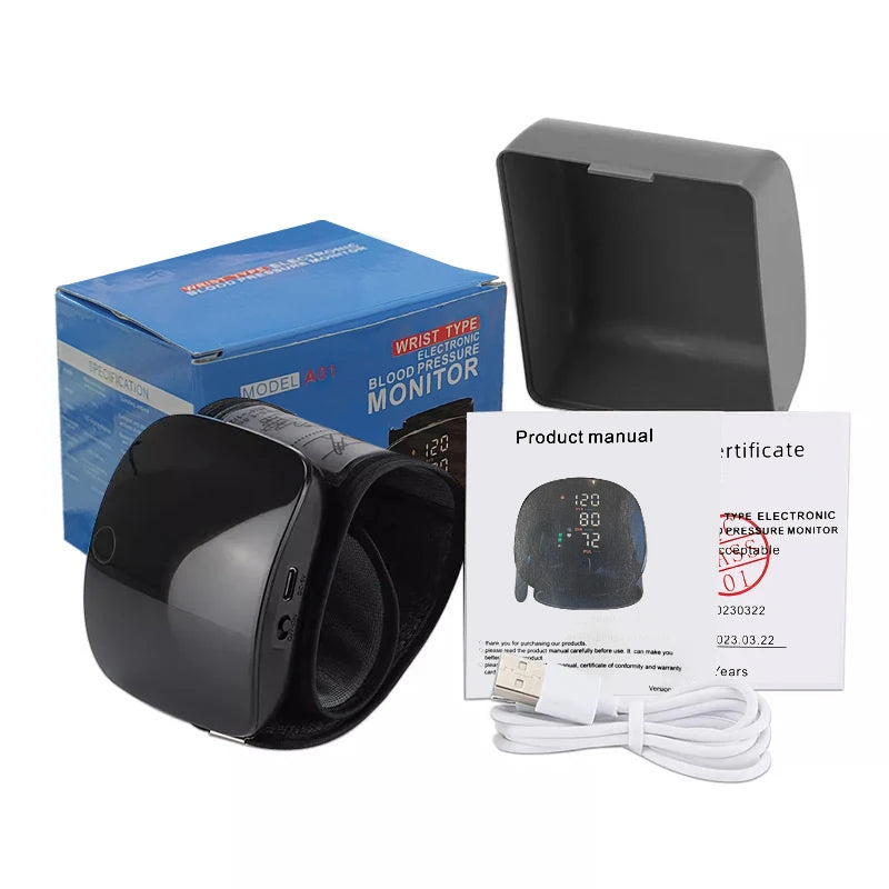 Rechargeable Smart Touch LCD Screen Voice Wrist Blood Pressure Monitor Digital  Automatic Tonometer Heart Rate Sphygmomanometer