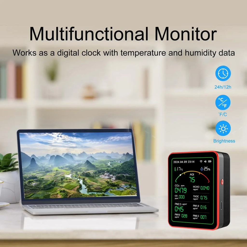 WiFi Air Quality Monitor, Temperature & Humidity for Home and Office