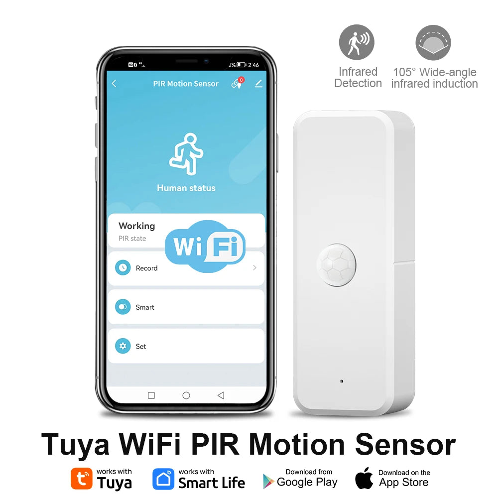 Smart WiFi Infrared Motion Sensor for Home, Compatible with Alexa and Google Home
