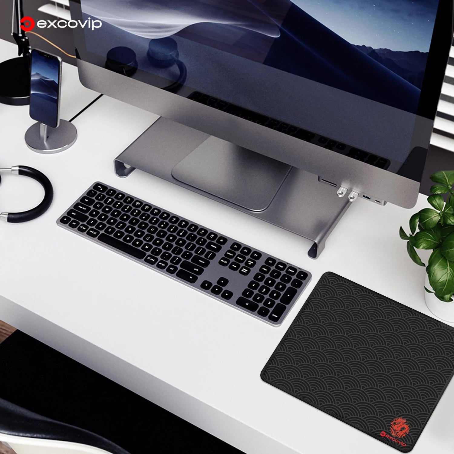 EXCO Gaming Mouse Pad with Stitched Edge Small Office Mousepad Smooth Non-Slip Rubber Base for Laptop Computer Portable Washable