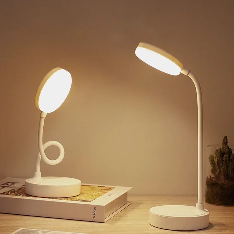 Portable LED Desk Lamp USB Plug Battery Powered Table Light Support 3 Color Stepless Dimming Eye Protection Bedroom Bedside Lamp