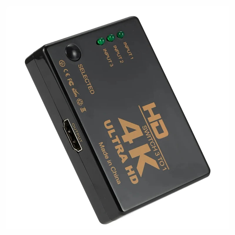 Adapter Converter For TV Box HDTV PC HDMI-compatible Switch 4K Switcher 3 In 1 Out Full HD 1080P Video Cable Splitter 1x3 Hub