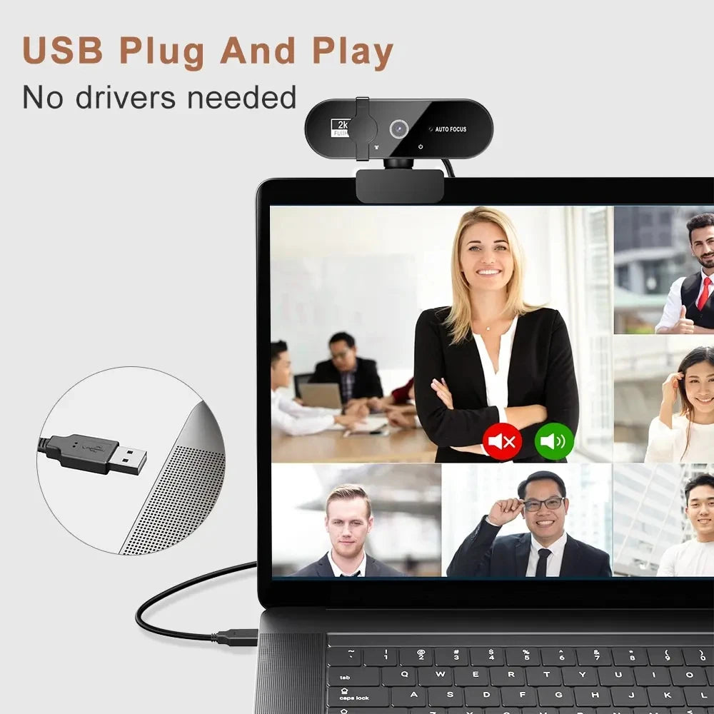 Webcam with Microphone, Auto Focus for PC and Laptop