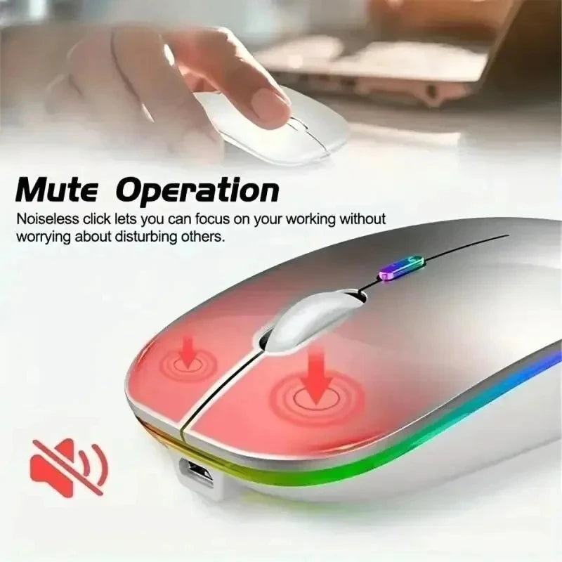 Wireless Mouse Rechargeable Silent LED Backlit Mice PC Laptop Computer Mous 2.4Ghz Receiver Bluetooth Dual Mode Optical Mice