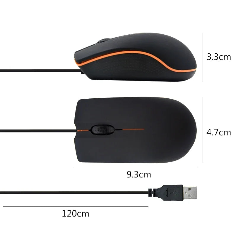 Ultra-Thin Mini USB 3D Optical Gaming Mouse – 1200 DPI Wired Mouse for Laptop, Notebook, PC, and MacBook